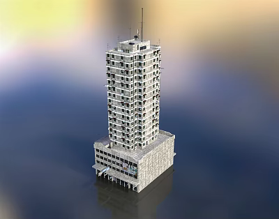 Modern High Rise Building Architectural Design With Multi Storey Structure And Windows 3d model
