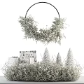 Christmas Decorative Ornament Set with Wreath Small Trees Gift Boxes and Happy Holidays Card