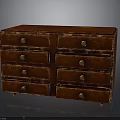 Red Vintage Chest of Drawers with Gold Knobs and Multiple Drawers Classic Furniture Design