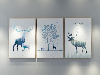 Nordic Animal Painting Decorative Painting 3d model