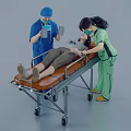 Medical Team Assisting Patient During Examination On Stretcher With Mirror