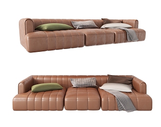 Modern Three-Seat Sofa Multi-Seat Sofa Leather Sofa Leather Sofa 3d model