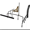 Scene Components With Black Railings Curved Frames Wooden Parts And Gray Panels