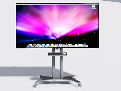Large Screen Computer Monitor On Mobile Stand With Colorful Desktop 3d model