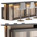 Modern Wooden Bar Counter With High Stools And Ambient Lighting Design