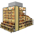 Multi Tiered Retail Display Shelves With Baskets Products And Digital Screens 3d model