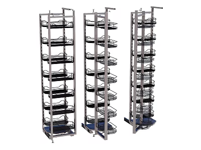 Modern Three Metal Multi Tier Storage Cabinets With Shelves For Home Organization 3d model