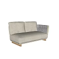 Light Beige Two Seater Outdoor Sofa With Woven Armrest And Wooden Legs