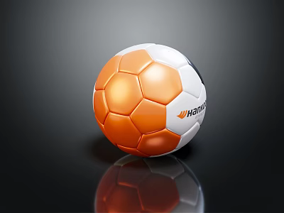 Durable Hummel Orange And White Football Classic Design Sports Equipment 3d model