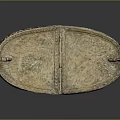 Ancient Intricate Golden Sculpted Container With Pedestal Base And Lion Head Decorations