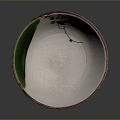 Handcrafted Sculpture Carving Bowl With Green Leaf And Red Floral Patterns