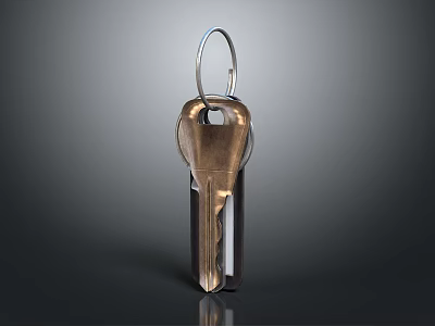 Elegant Gold Key Shaped Jewelry Pendant With Shiny Surface And Luxury Design 3d model