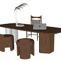 Modern desk and chair Middle ancient desk and chair 3d model