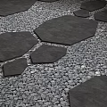 Natural Stone Stepping Stones Path With Irregular Shapes And Gravel In Garden