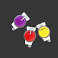 Three Medical Filtration Devices With Purple Red Yellow Lids And Compact Design