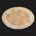 Handmade Natural Woven Round Area Rug With White Circular Patterns
