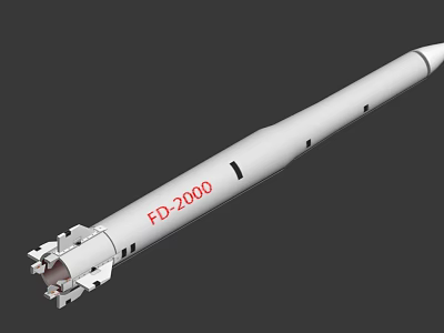 FD-2000 White Military Missile Weapon Featuring Cylindrical Shape and Red Markings 3d model