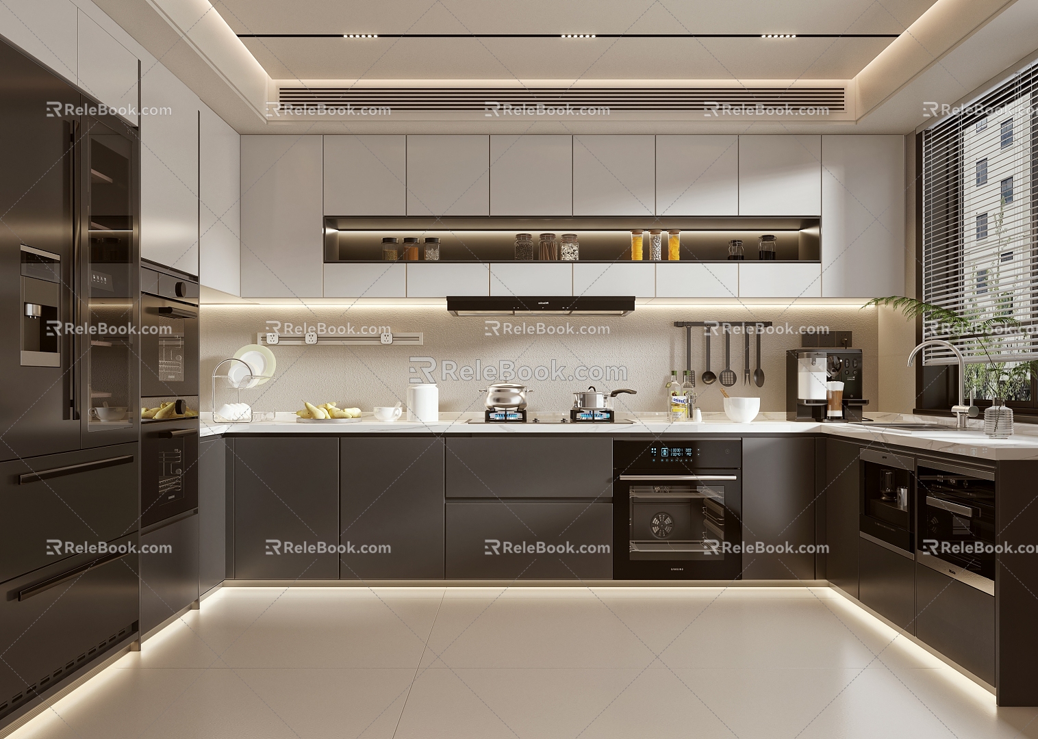 Modern enclosed kitchen 3d model