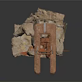 Rustic Brick And Stone Structure With Small Opening And Support Legs