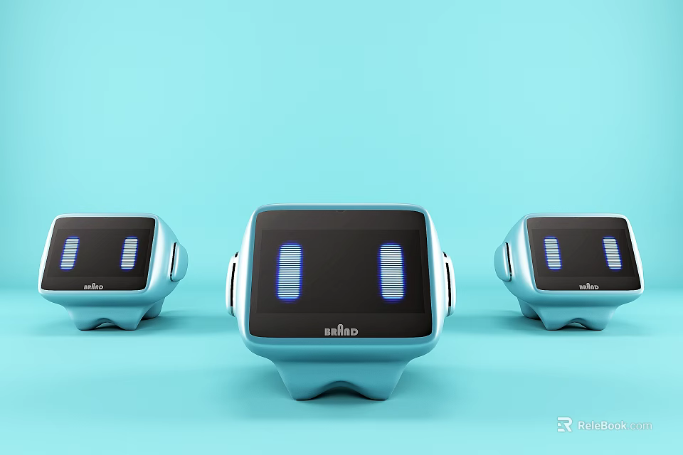 Three Smart Blue allBio Machines With Screens And Indicator Lights 3d model