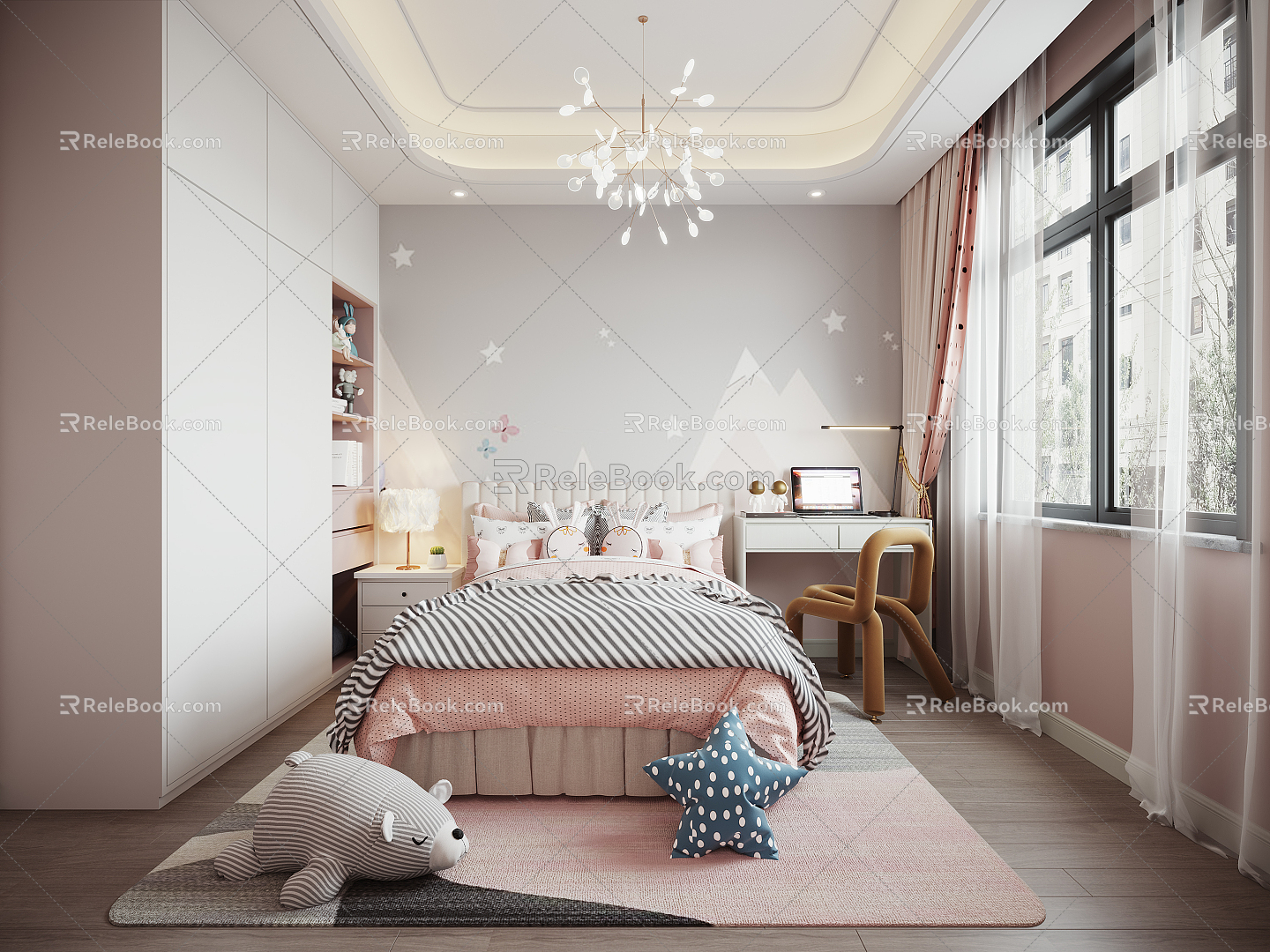 Modern Children's Room Girls Room 3d model