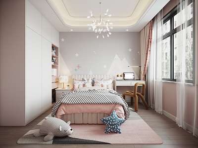 Modern Children's Room Girls Room 3d model