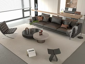 Italian Home Living Room Italian Minimalist Living Room Sofa Coffee Table Set Sofa Background Wall 3d model