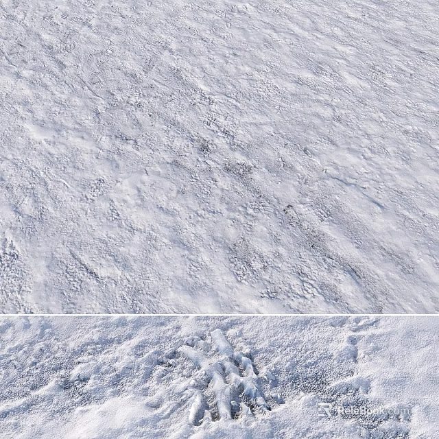 Snow Covered Ground Surface With Natural Texture And Visible Traces In Winter Landscape 3d model 