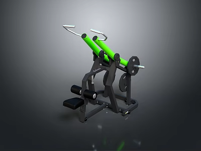 Fitness Leg Exercise Machine With Green Handles Weight Plates And Foot Pedal 3d model