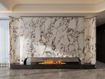 New Chinese living room stone TV background wall 3d model
