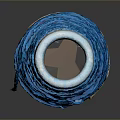Blue Thread Wound Around Wooden Spool for Household Sewing Supplies
