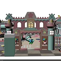 Colorful Indoor Playground With Carousel Slide Climbing Structure And Ball Pit For Kids