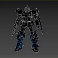 Blue Mech Robot Game Movie Character With Number 01 And Weapon In Hand