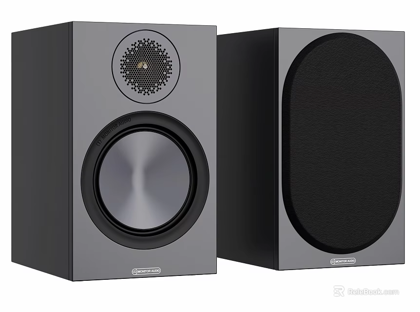 Modern Pair of Black Audio Speakers with Sleek Design and Round Drivers 3d model 
