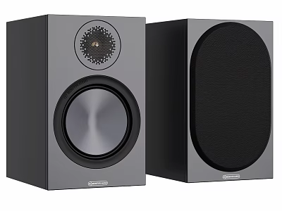 Modern Pair of Black Audio Speakers with Sleek Design and Round Drivers 3d model