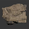 Natural Layered Rock Formation With Textured Surface And Hollow Sections
