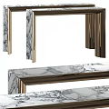 Modern Console Table With Marble Top And Sleek Metal Frame Design 3d model