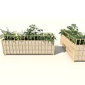 Garden Landscape Design With Gold Metal Grid Planters And Green Plants