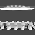 Modern Round Dining Table Set With White Chairs And Hanging Light Fixture
