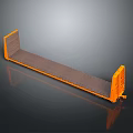 Gray Flatbed Train Car with Orange Frame and Reflective Surface Design 3d model