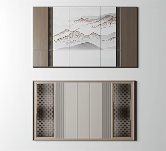 New Chinese background wall 3d model