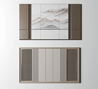 New Chinese background wall 3d model