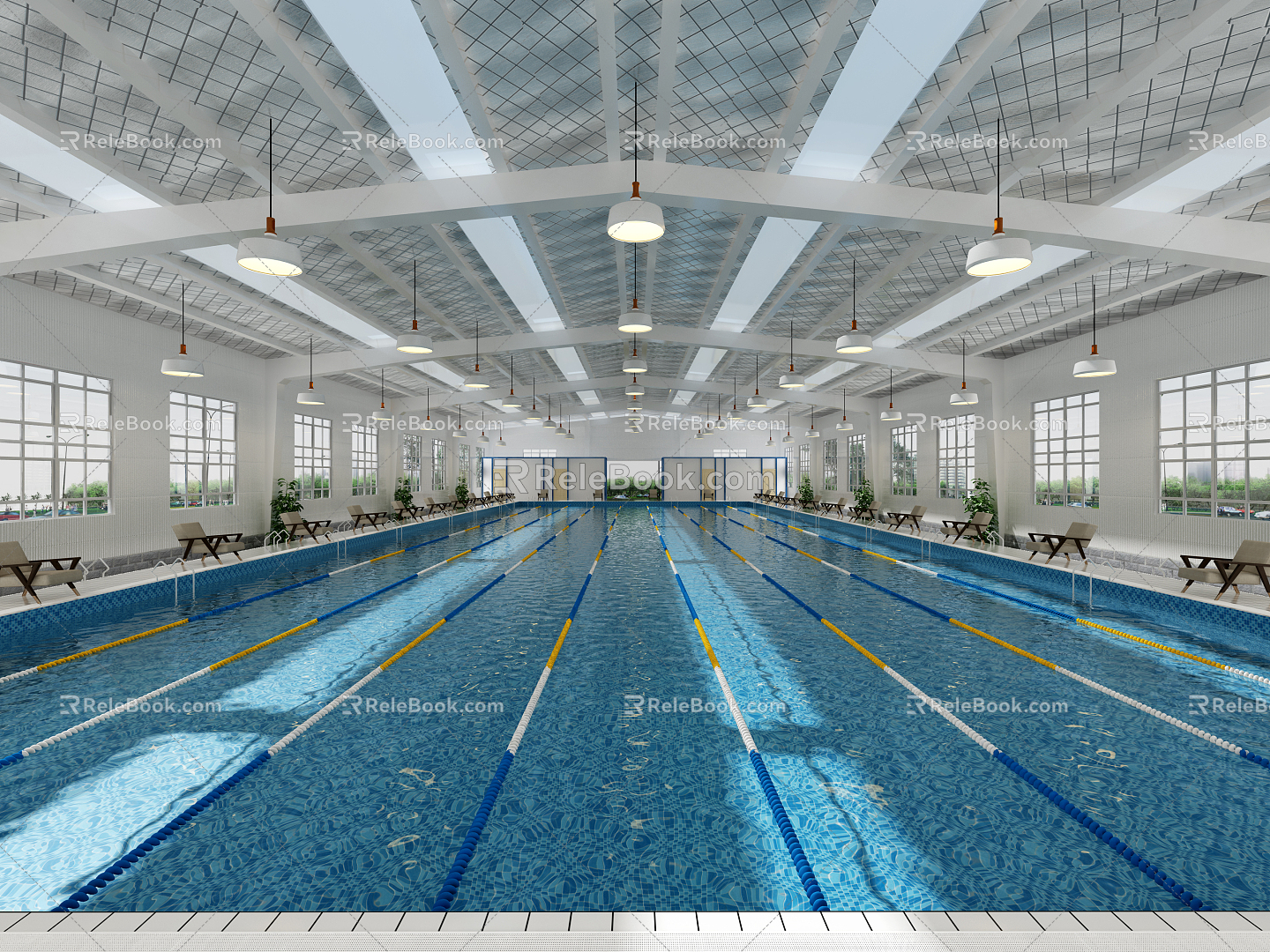 Modern Swimming Pool Indoor Swimming Pool 3d model