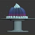 Elegant Jelly Cake on Silver Tray with Gradient Color Cream Swirl and Small Decorations