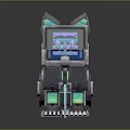 3D Cartoon Pixel Art Robot With Colorful Screens Futuristic Claws And Vibrant Design