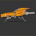 Orange Commercial Equipment With White Stripes Green Accents And Mechanical Support Legs