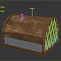 Arched Wooden Structure Design With Stone Base Chimney Antenna And Metal Grille