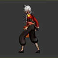 Game Movie Character Featuring Silver Hair Red Robe Black Pants And Yellow Accents