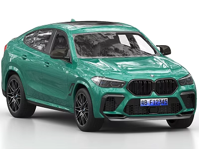 Green BMW Coupe SUV With Sporty Design Sleek Exterior And Black Wheels 3d model
