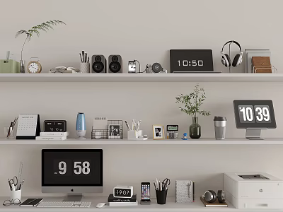 Neat Office Shelves With Notebook And Essentials 3d model Neat Office Shelves With Notebook And Essentials 3d model